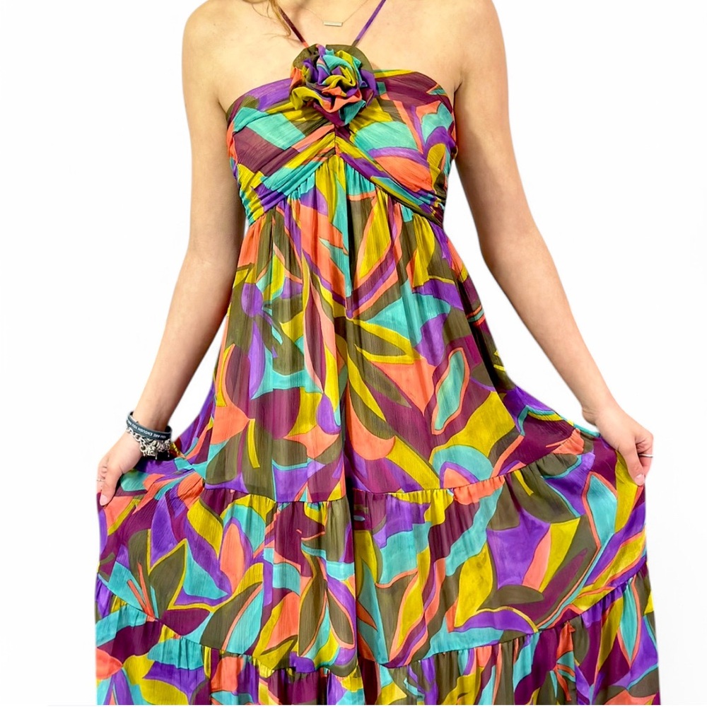 Colorful Halter Maxi Dress